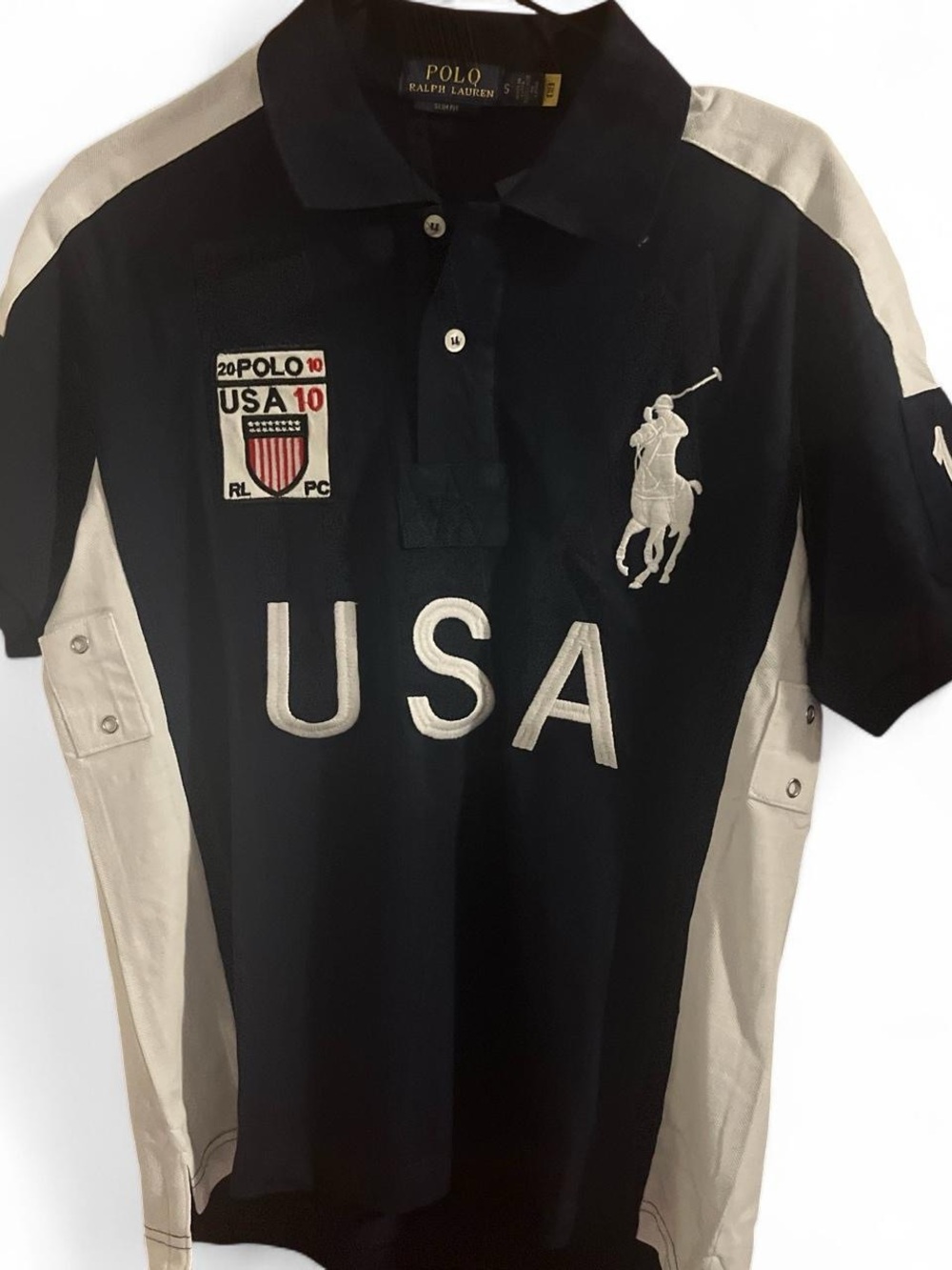 Polo by Ralph Lauren Black & White USA Embroidered Polo Shirt